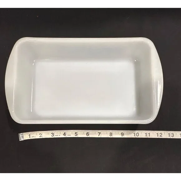 Vintage Glasbake Milk Glass Rectangular Baking Dishes With Blue Farm Scene - Picture 9 of 16